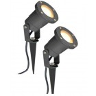 2 x MR16 12V Outdoor Garden Spike Ground Mount or Watt Light IP65 Matt Black Low Voltage