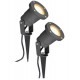 2 x MR16 12V Outdoor Garden Spike Ground Mount or Watt Light IP65 Matt Black Low Voltage